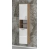 Vysoká koupelnová skříňka s košem na prádlo a dvířky K17 š. 40 cm v dekoru dub sonoma s bílými lesklými dvířky