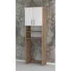 Koupelnová skříňka nad pračku K20 š. 60 cm v dekoru dub sonoma s bílými lesklými dvířky