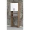 Koupelnová skříňka nad pračku K20 š. 60 cm v dekoru dub sonoma s bílými dvířky
