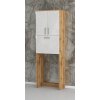 Koupelnová skříňka s košem na prádlo nad pračku K21 š. 60 cm v dekoru dub wotan s bílými lesklými dvířky