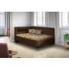 Moderní postel Mia Robin 140x200 cm s LED světlem, s úložným prostorem v hnědé barvě
