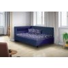 Moderní postel Mia Robin 140x200 cm s LED světlem, s úložným prostorem v modré barvě
