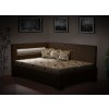 Moderní postel Mia Robin 140x200 cm s LED světlem, s úložným prostorem v hnědé barvě