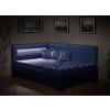 Moderní postel s LED diodovým světlem, s úložným prostorem o rozměru 160x200 cm v modré barvě