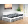 Kvalitní postel s úložným prostorem a s čely Iveta 110x200 cm bílá šedá