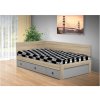 Kvalitní postel s úložným prostorem a s čely Iveta 110x200 cm dub sonoma černobílá levá