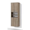 Vysoká koupelnová skříňka s policemi a košem na prádlo K29 š. 60 cm v dekoru dub sonoma tmavý