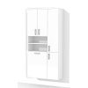 Vysoká koupelnová skříňka s policemi a košem na prádlo K30 š. 60 cm v dekoru bílá s bílými dvířky v lesku