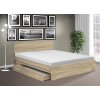 Moderní manželská postel Simon s úložným prostorem 160x200 cm dub sonoma světlý