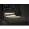Moderní postel s úložným prostorem BOLERO C s rozsvíceným LED osvětlenímkrém