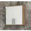 Horní koupelnová skříňka K38 o šíři 60 cm v dekoru dub sonoma tmavý s bílými lesklými dvířky