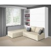 Výklopná postel VS 21066 s rohovou sedačkou bílá sedačka krémová