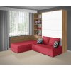 Výklopná postel VS 21066 s rohovou sedačkou ořech lyon/bílá sedačka červená