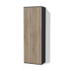 Moderní levná vysoká policová skříň s plnými dveřmi Alfa 126 š. 60 cm v kombinaci dekorů antracit a dub sonoma tmavý