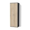 Moderní levná vysoká policová skříň s plnými dveřmi Alfa 126 š. 60 cm v kombinaci dekorů antracit a dub sonoma světlý