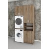Vysoká koupelnová skříňka na pračku a sušičku s košem na prádlo K45 v dekoru dub sonoma tmavý