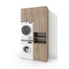 Vysoká koupelnová skříňka na pračku a sušičku s košem na prádlo K45 v dekoru dub sonoma tmavý