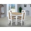 Jídelní set pro 4 osoby se stolem 80x80 cm a židlemi v dekoru bílá/deska dub sonoma, židle béžové