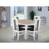 Jídelní set pro 4 osoby se stolem 80x80 cm a židlemi v dekoru bílá/deska dub sonoma, židle černobílá kohoutí stopa