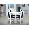Jídelní set pro 4 osoby se stolem 80x80 cm a židlemi v dekoru bílá/tmavě modrá