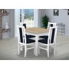 Jídelní set pro 4 osoby se stolem 80x80 cm a židlemi v dekoru bílá/deska dub sonoma, židle tmavě modré