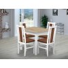 Jídelní set pro 4 osoby se stolem 80x80 cm a židlemi v dekoru bílá/deska dub sonoma, židle skořicové