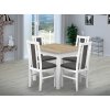 Jídelní set pro 4 osoby se stolem 80x80 cm a židlemi v dekoru bílá/deska dub sonoma, židle šedé