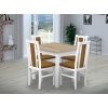 Jídelní set pro 4 osoby se stolem 80x80 cm a židlemi v dekoru bílá/deska dub sonoma, židle žluté