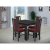 Jídelní set pro 4 osoby se stolem 80x80 cm a židlemi v dekoru antracit/bordó