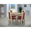 Jídelní set pro 4 osoby se stolem 80x80 cm a židlemi v dekoru dub sonoma/bordó