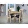 Jídelní set pro 4 osoby se stolem 80x80 cm a židlemi v dekoru dub sonoma/černobílá kohoutí stopa