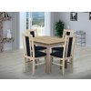 Jídelní set pro 4 osoby se stolem 80x80 cm a židlemi v dekoru dub sonoma/tmavě modrá