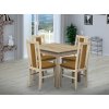 Jídelní set pro 4 osoby se stolem 80x80 cm a židlemi v dekoru dub sonoma/žlutá