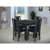 Jídelní set pro 4 osoby se stolem 80x80 cm a židlemi v dekoru antracit/tmavě modrá