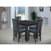 Jídelní set pro 4 osoby se stolem 80x80 cm a židlemi v dekoru antracit/světle modrá