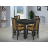 Jídelní set pro 4 osoby se stolem 80x80 cm a židlemi v dekoru antracit/žlutá