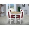Jídelní set pro 4 osoby se stolem 90x90 cm a židlemi v dekoru bílá/deska dub sonoma, židle bordó
