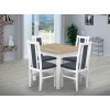 Jídelní set pro 4 osoby se stolem 90x90 cm a židlemi v dekoru bílá/deska dub sonoma, židle světle modré