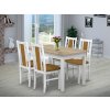 Jídelní set pro 4 osoby se stolem 120x80 cm a židlemi v dekoru bílá/deska dub sonoma, židle žlutá