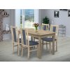 Jídelní set pro 4 osoby se stolem 120x80 cm a židlemi v dekoru dub sonoma, židle sv. modrá