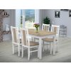 Jídelní set pro 4 osoby se stolem 120x80 cm a židlemi v dekoru bílá deska dub sonoma, židle béžové