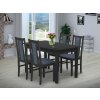 Jídelní set pro 4 osoby se stolem 120x90 cm a židlemi v dekoru antracit, židle sv. modré