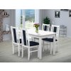 Jídelní set pro 4 osoby se stolem 120x90 cm a židlemi v dekoru bílá, židle  tm. modré