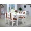 Jídelní set pro 4 osoby se stolem 120x90 cm a židlemi v dekoru bílá, židle skořicové