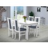 Jídelní set pro 4 osoby se stolem 120x90 cm a židlemi v dekoru bílá, židle sv. modré