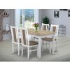 Jídelní set pro 4 osoby se stolem 140x90 cm a židlemi v dekoru bílá, deska dub sonoma, židle capucino