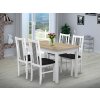 Jídelní set pro 4 osoby se stolem 140x90 cm a židlemi v dekoru bílá, deska dub sonoma, židle kohoutí stopa