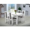 Jídelní set pro 4 osoby se stolem 140x90 cm a židlemi v dekoru bílá, židle šedé
