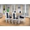 Jídelní set Brooklyn pro 6 lidí se židlemi a stolem 140x115 cm v dekoru bílá, deska dub sonoma/tmavě modrá