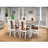 Jídelní set Brooklyn pro 6 lidí se židlemi a stolem 140x115 cm v dekoru bílá, deska dub sonoma/skořicová